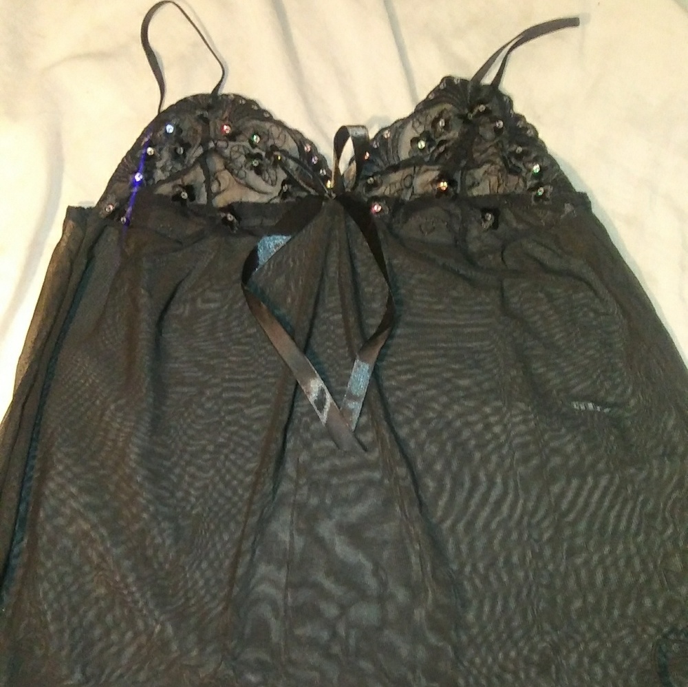 Rhinestone Black Lingerie